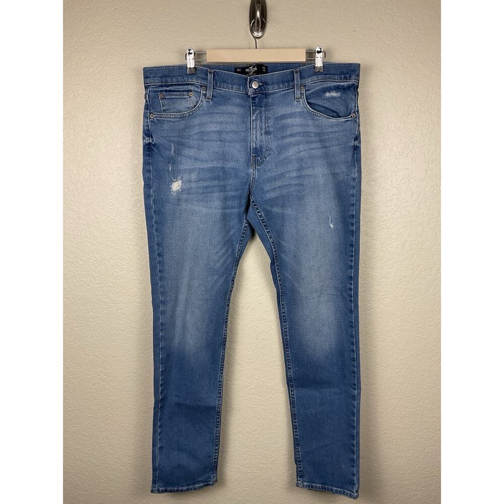 Hollister Jeans Mens 36x32 Skinny Light Wash Epic Flex Stretch Denim Distressed